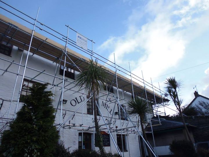 Scaffolding at the old mill